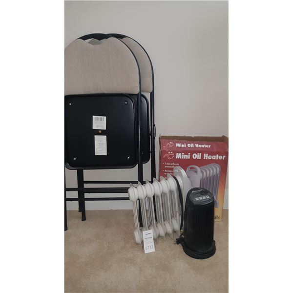 Heater, Bionair Fan & Folding Chairs A