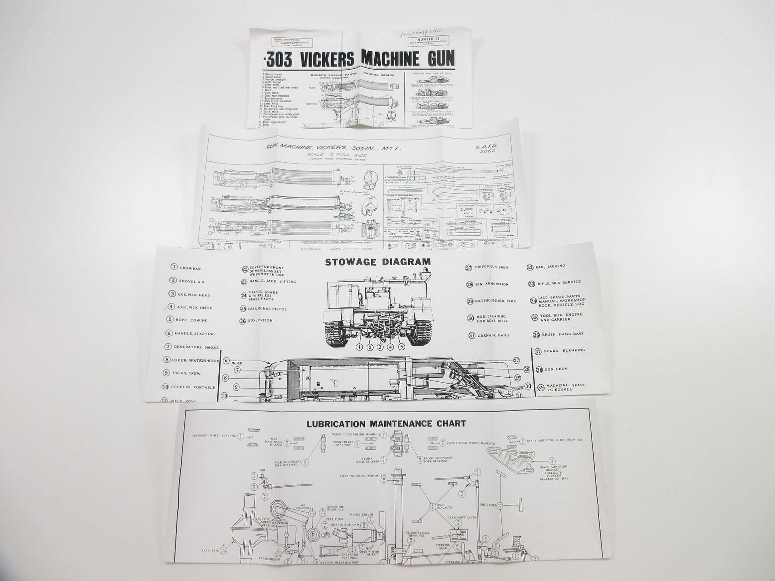 Vickers Edrawing ASSORTED .303 VICKERS MG MKI GUN DRAWING AND MK1* CARRIER DRAWING LOT