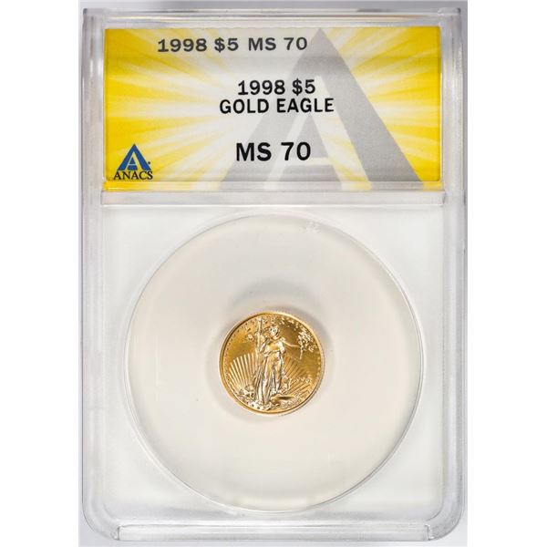 1998 $5 American Gold Eagle Coin ANACS MS70