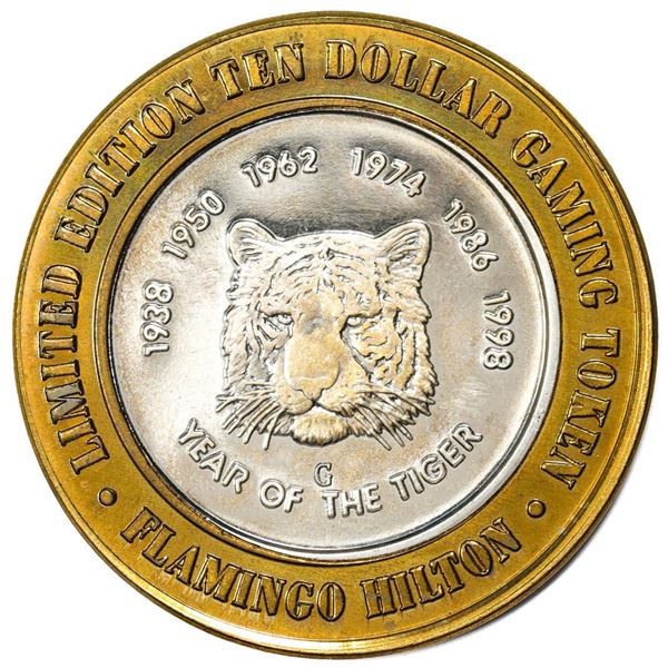 .999 Silver Flamingo Hilton Reno, Nevada $10 Casino Limited Edition Gaming Token