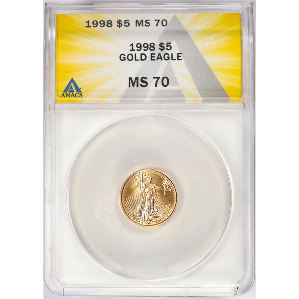 1998 $5 American Gold Eagle Coin ANACS MS70