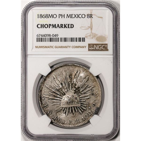 1868MO PH Mexico 8 Reales Silver Coin NGC Chopmarked