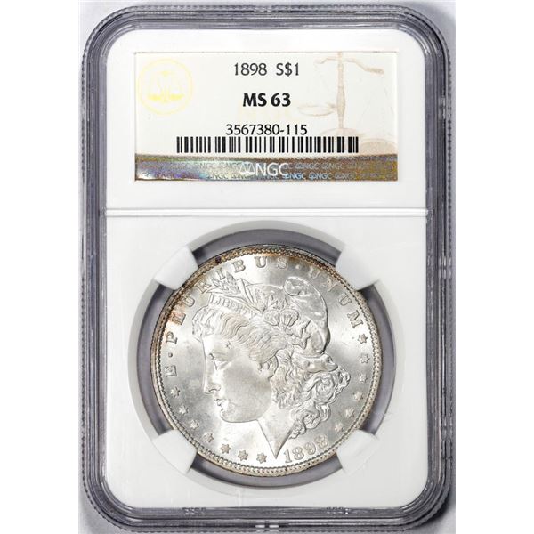 1898 $1 Morgan Silver Dollar Coin NGC MS63