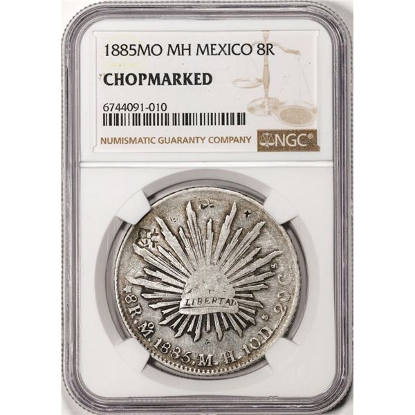 1885MO MH Mexico 8 Reales Silver Coin NGC Chopmarked