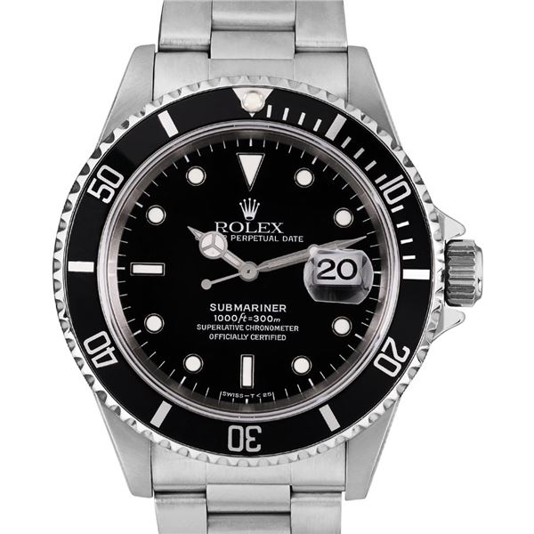 Rolex Mens Stainless Steel Submariner Wristwatch With Rolex Box