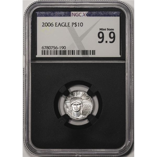 2006 $10 Platinum American Eagle Coin NGCX Mint State 9.9