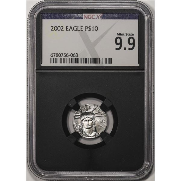 2002 $10 Platinum American Eagle Coin NGCX Mint State 9.9