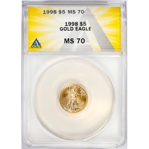 1998 $5 American Gold Eagle Coin ANACS MS70