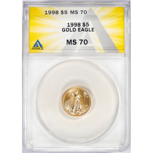 1998 $5 American Gold Eagle Coin ANACS MS70