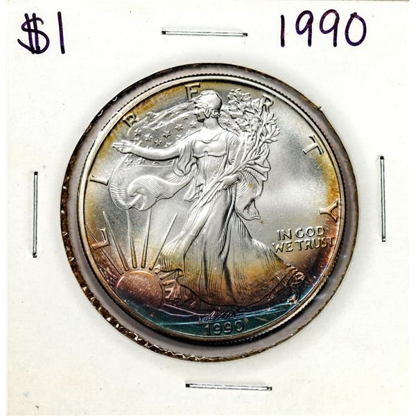 1990 $1 American Silver Eagle Coin Amazing Toning