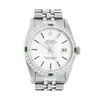 Image 1 : Rolex Mens Stainless Steel Silver Index Emerald and Diamond Datejust Wristwatch