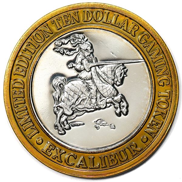 .999 Fine Silver Excalibur Las Vegas, Nevada $10 Limited Edition Gaming Token