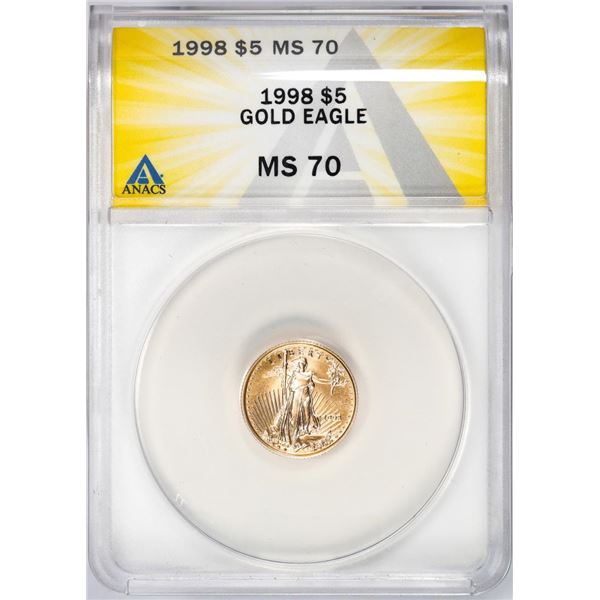 1998 $5 American Gold Eagle Coin ANACS MS70