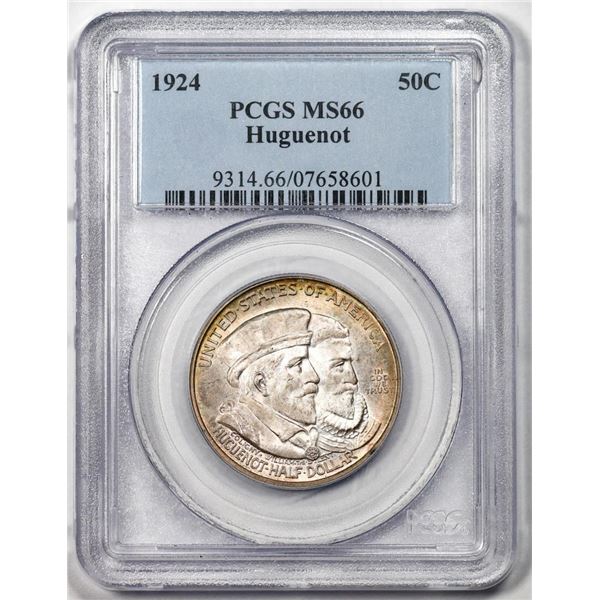 1924 Huguenot Tercentenary Commemorative Half Dollar Coin PCGS MS66 Nice Toning