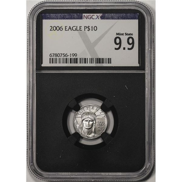 2006 $10 Platinum American Eagle Coin NGCX Mint State 9.9