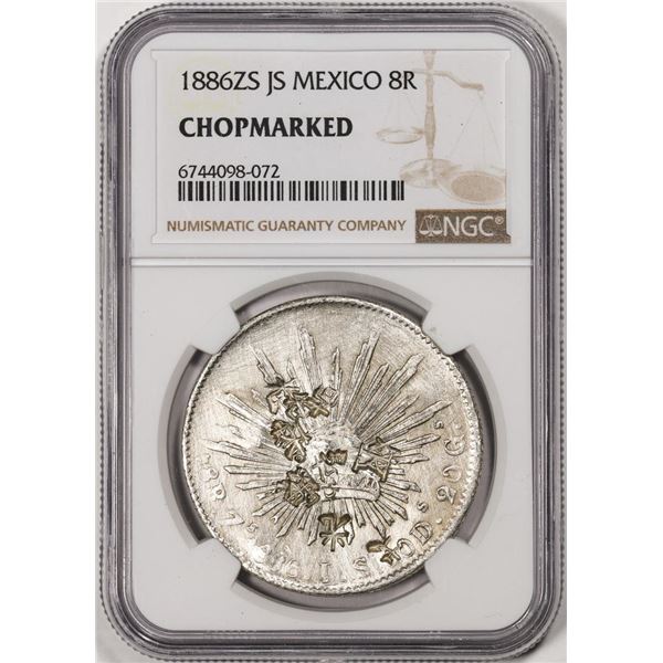 1886ZS JS Mexico 8 Reales Silver Coin NGC Chopmarked