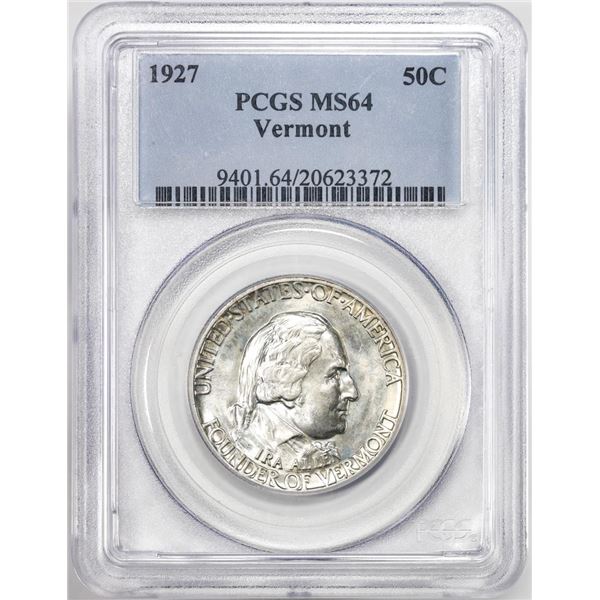 1927 Vermont Sesquicentennial Commemorative Half Dollar Coin PCGS MS64