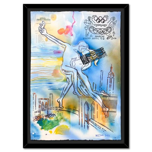 Mark Kostabi "The March to the Valentine's Day Concert" Original Mixed Media on Paper