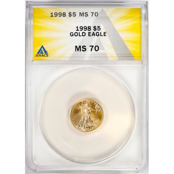 1998 $5 American Gold Eagle Coin ANACS MS70