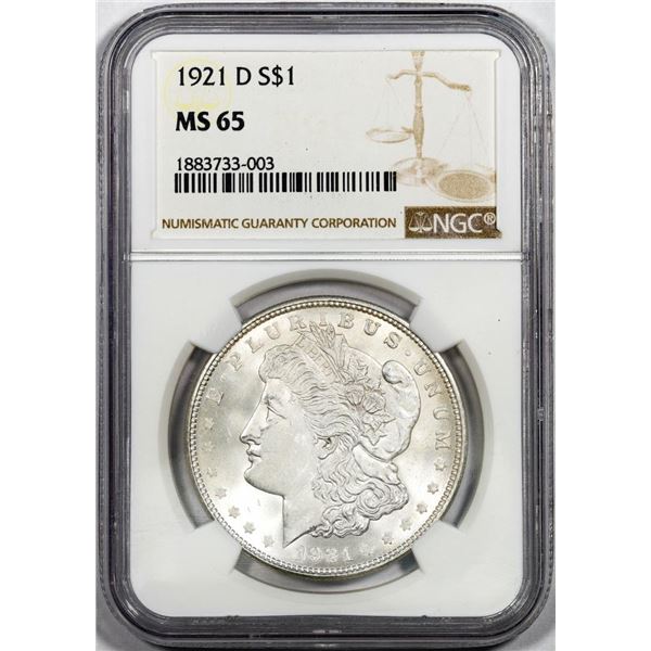 1921-D $1 Morgan Silver Dollar Coin NGC MS65