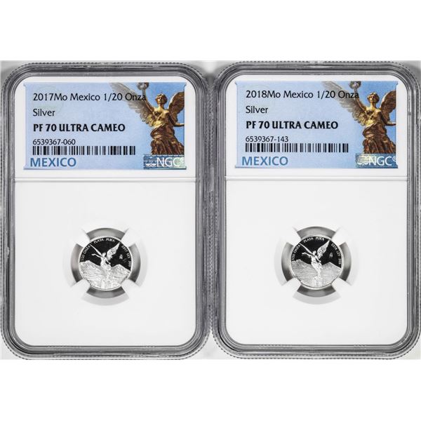 Lot of 2017-2018-Mo Mexico Proof 1/20 oz Silver Libertad Coins NGC PF70 Ultra Cameo
