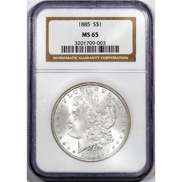 1885 $1 Morgan Silver Dollar Coin NGC MS65