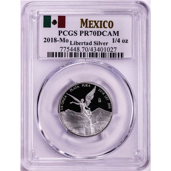 2018-Mo Mexico Proof 1/4 oz Silver Libertad Coin PCGS PR70DCAM