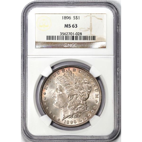 1896 $1 Morgan Silver Dollar Coin NGC MS63