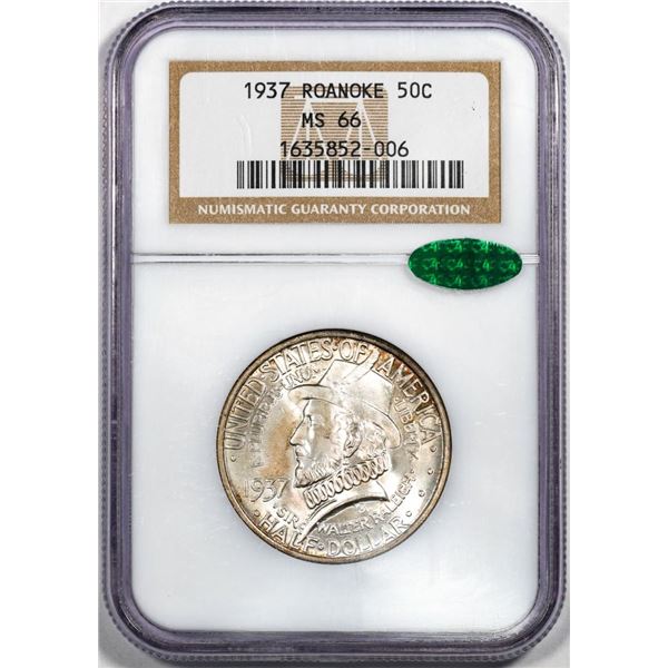 1937 Roanoke Commemorative Half Dollar Coin NGC MS66 CAC