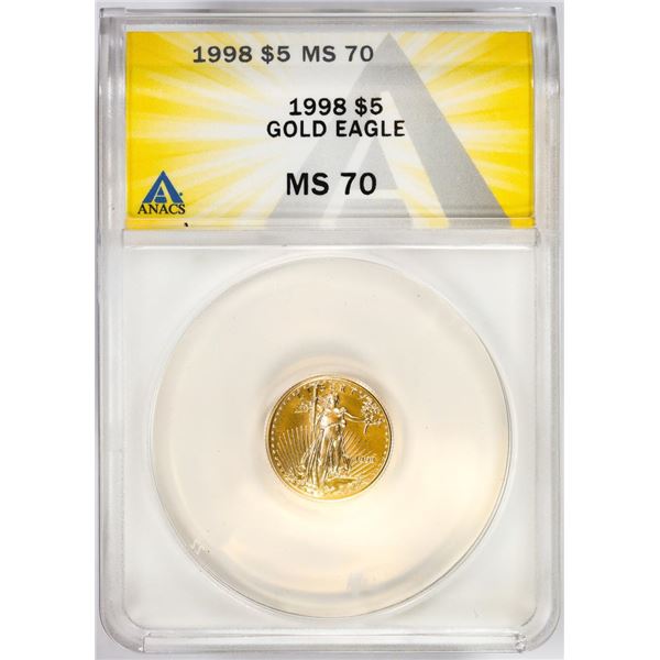 1998 $5 American Gold Eagle Coin ANACS MS70