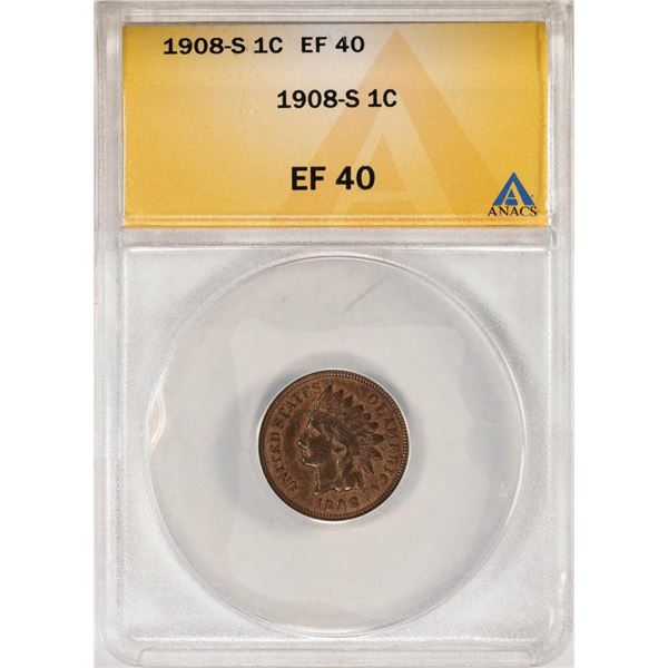 1908-S Indian Head Cent Coin ANACS EF40