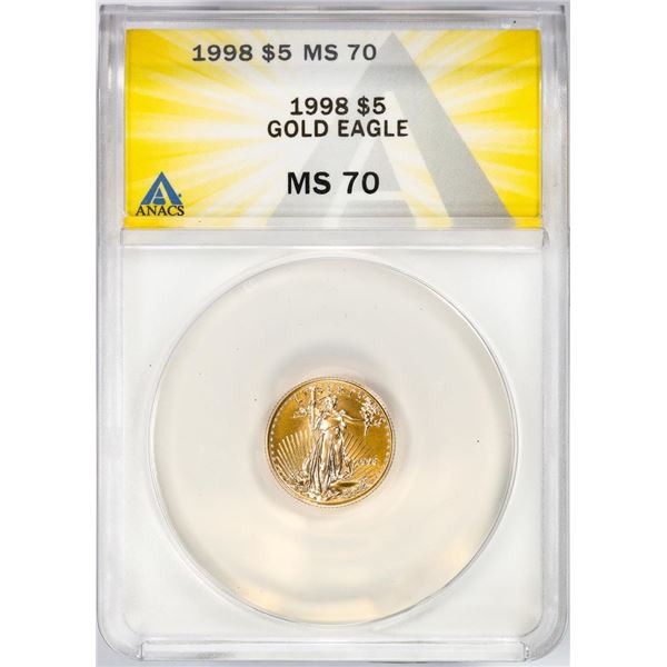 1998 $5 American Gold Eagle Coin ANACS MS70