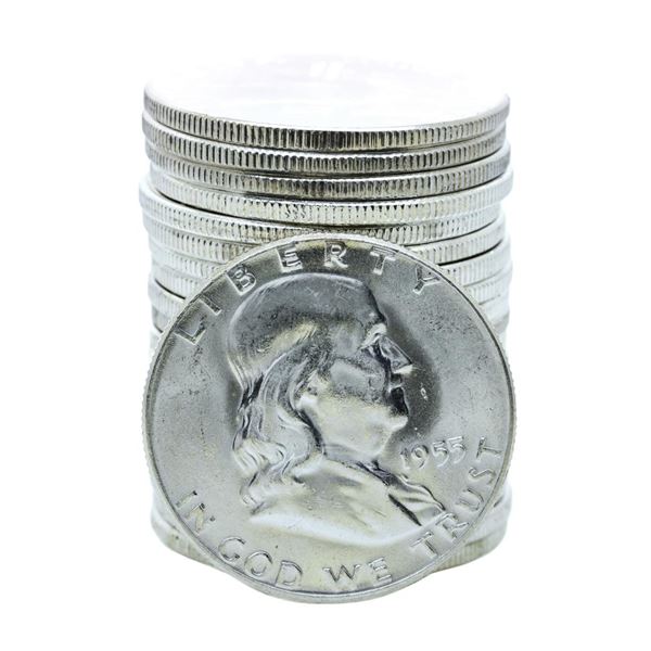 Roll of (20) 1955 Brilliant Uncirculated Franklin Half Dollar Coins
