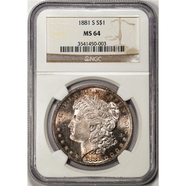 1881-S $1 Morgan Silver Dollar Coin NGC MS64