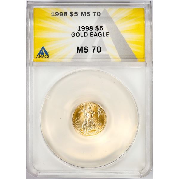 1998 $5 American Gold Eagle Coin ANACS MS70