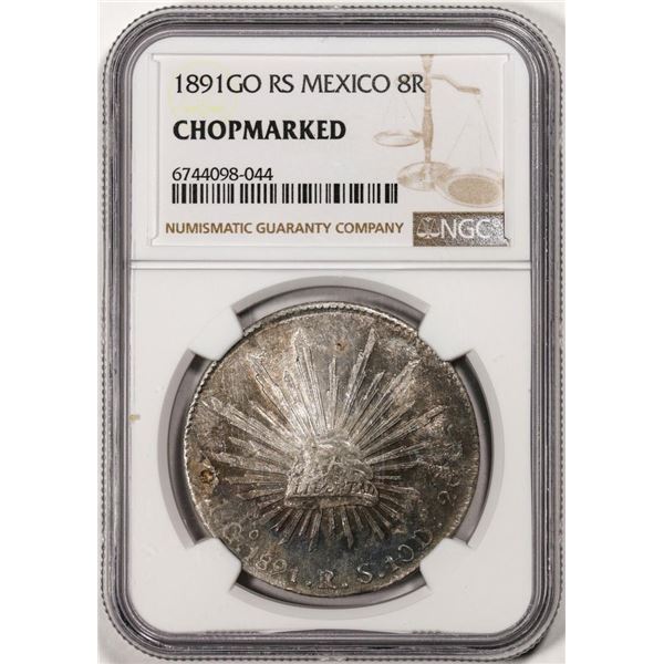 1891GO RS Mexico 8 Reales Silver Coin NGC Chopmarked