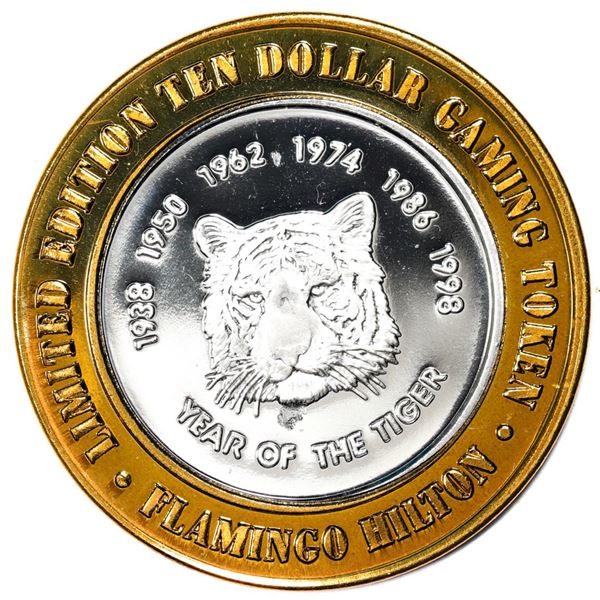 .999 Silver Flamingo Hilton Reno, Nevada $10 Casino Limited Edition Gaming Token