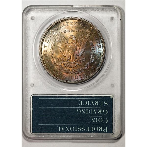 1888 $1 Morgan Silver Dollar Coin PCGS MS63 Old Green Holder Amazing Reverse Toning