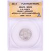 Image 1 : 2014 Proof 1/4 oz Platinum JFK Apollo 11 Anniversary Medal ANACS MS69