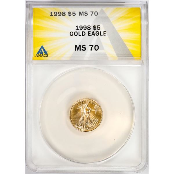 1998 $5 American Gold Eagle Coin ANACS MS70