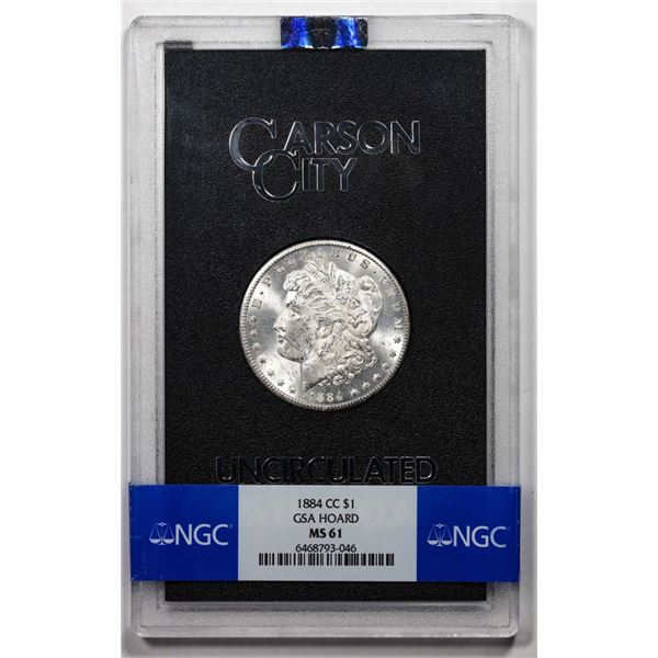 1884-CC $1 Morgan Silver Dollar Coin GSA Hoard Uncirculated NGC MS61