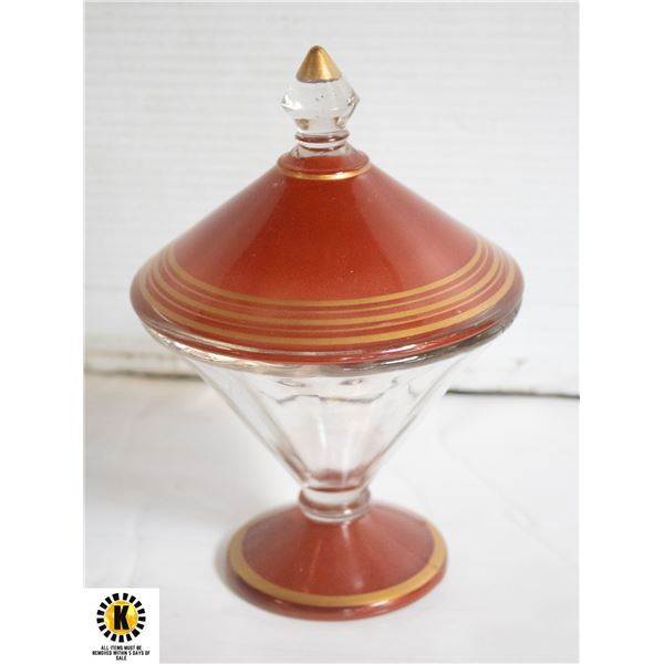 VINTAGE 40'S RED AND GOLD CZECH GLASS