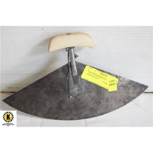 10.5" HAND MADE ULU KNIFE W/ BONE HANDLE