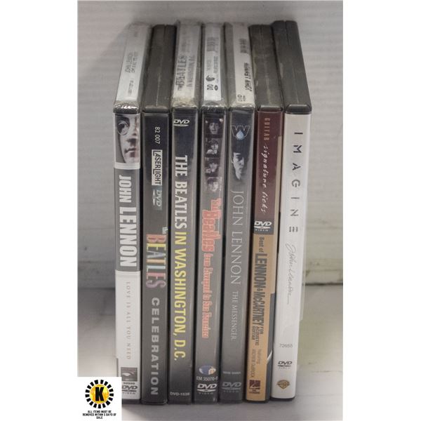 SEVEN DVD'S ON THE BEATLES & JOHN LENNON