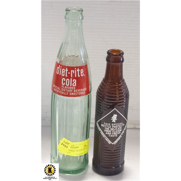 VINTAGE  AMBER  ORANGE CRUSH BOTTLE PLUS