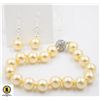 #98-SEA SHELL PEARL BRACELET & EARRINGS 10MM/ 7.5"