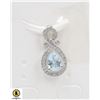Image 1 : #117-BLUE TOPAZ & CZ PENDANT