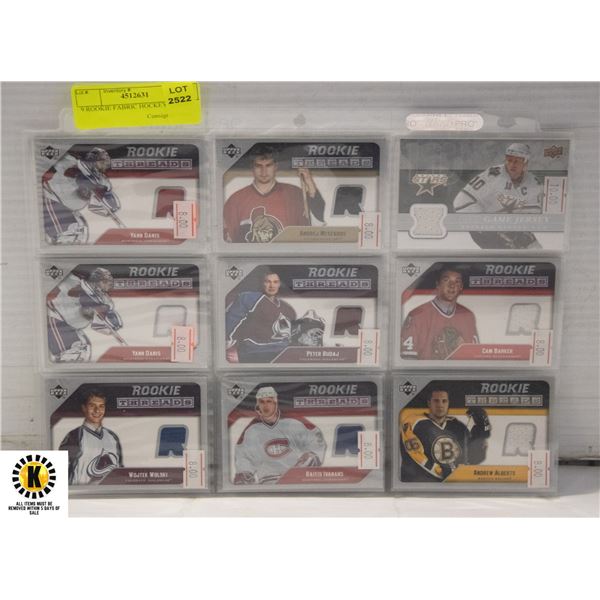 9 ROOKIE FABRIC HOCKEY CARDS