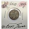 Image 1 : 4)  NEWFOUNDLAND 1945 10 CENT COIN, 80% PURE SILVE