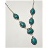 Image 1 : 13)  TIBETAN SILVER AND TURQUOISE "Y" NECKLACE,